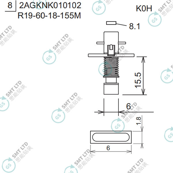 R19-60-18-155M 2AGKNK010102 FUJI NXT H08M φ6.0 K0H NOZZLE