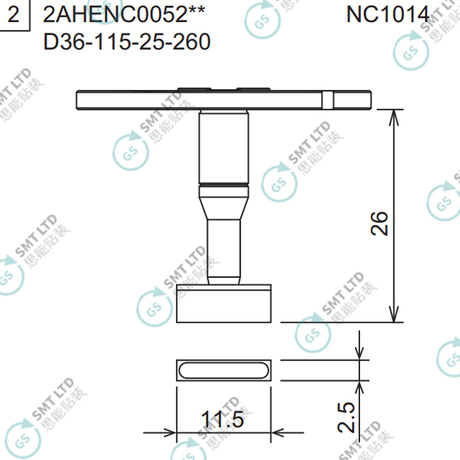 D36-115-25-260 2AHENC005202 FUJI NXTR RH01 RH02 HEAD φ11.5x2.5 NOZZLE