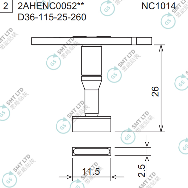 D36-115-25-260 2AHENC005202 FUJI NXTR RH01 RH02 HEAD φ11.5x2.5 NOZZLE