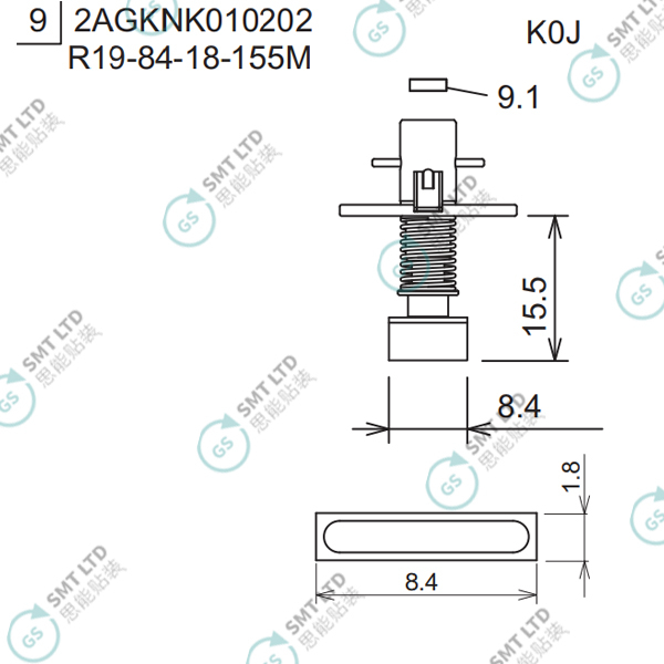 R19-84-18-155M 2AGKNK010202 FUJI NXT H08M φ8.4 K0J NOZZLE