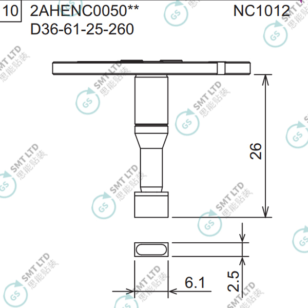 D36-61-25-260 2AHENC005002 FUJI NXTR RH01 RH02 HEAD φ6.1x2.5 NOZZLE