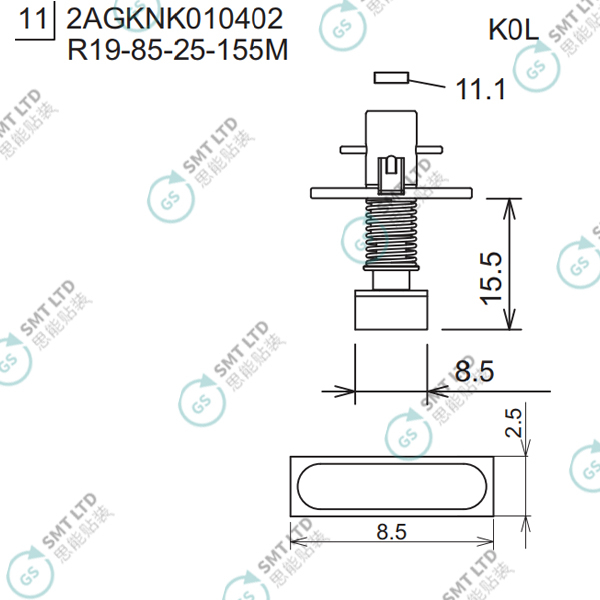 R19-85-25-155M 2AGKNK010402 FUJI NXT H08M φ8.5 K0L NOZZLE