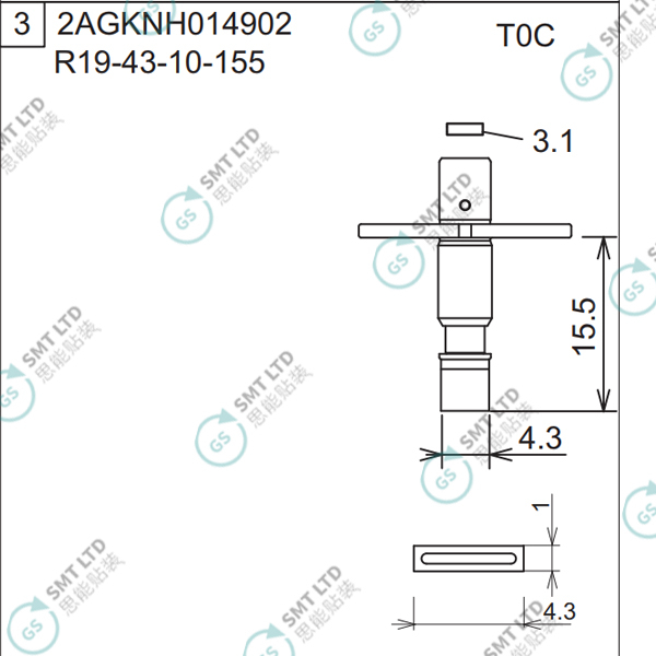 R19-43-10-155 2AGKNH014902 FUJI NXT H04 HEAD φ4.3 T0C NOZZLE