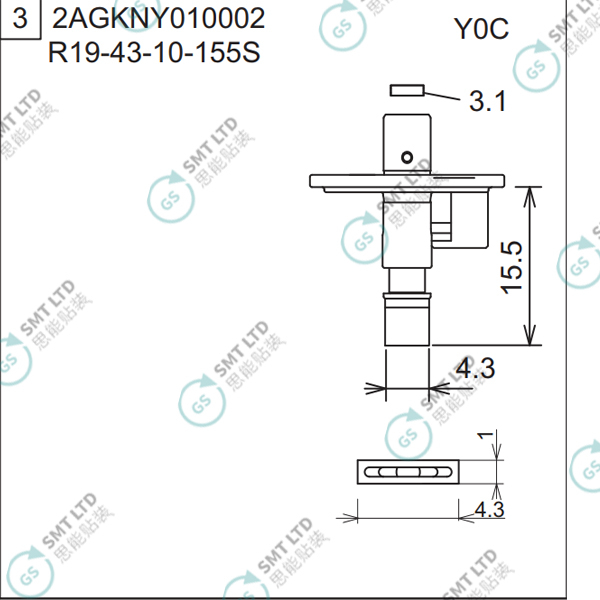 R19-43-10-155S 2AGKNY010002 FUJI NXT H04S HEAD φ4.3 Y0C NOZZLE