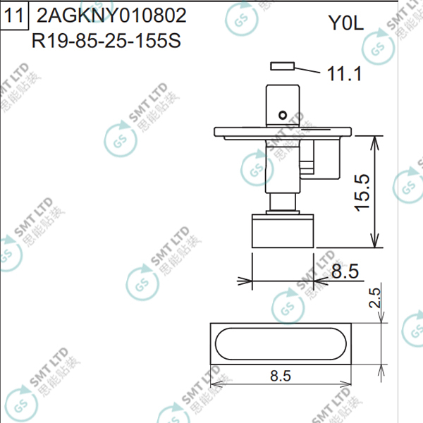 R19-85-25-155S 2AGKNY010802 FUJI NXT H04S HEAD φ8.5 Y0L NOZZLE