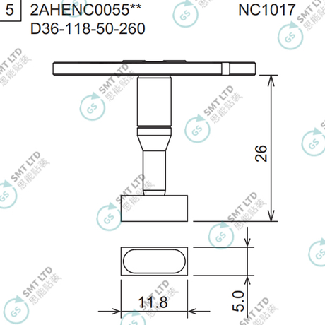 D36-118-50-260 2AHENC005502 FUJI NXTR RH01 RH02 HEAD φ11.8x 5.0 NOZZLE