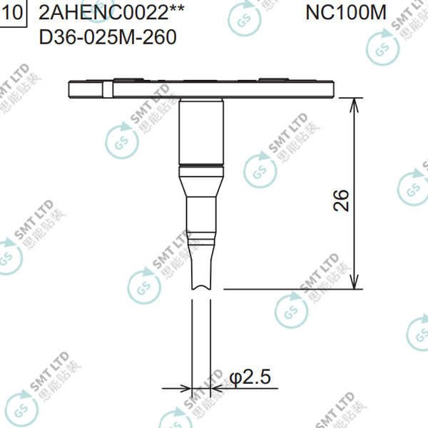 D36-025M-260 2AHENC002204 FUJI NXTR RH01 RH02 HEAD φ2.5M NOZZLE
