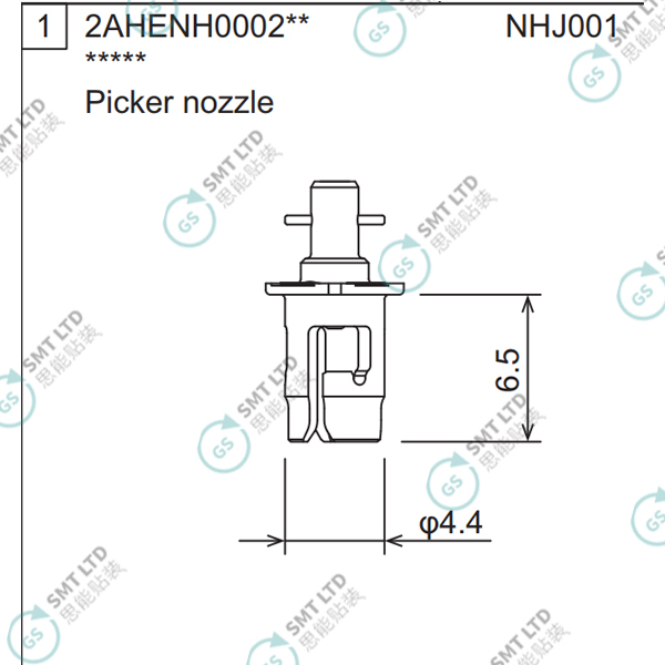 2AHENH000201 NHJ001 FUJI NXTR RH28 H24 HEAD φ4.4 PICKER NOZZLE