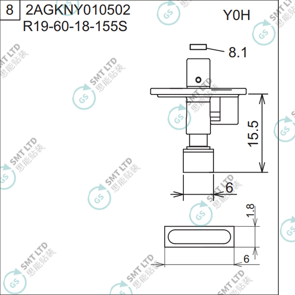 R19-60-18-155S 2AGKNY010502 FUJI NXT H04S HEAD φ6.0 Y0H NOZZLE