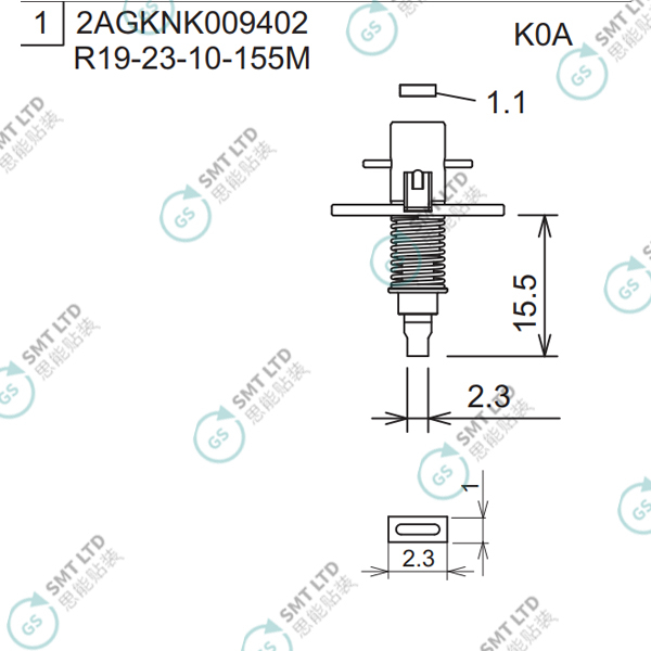 R19-23-10-155M 2AGKNK009402 FUJI NXT H08M φ2.3 K0A NOZZLE