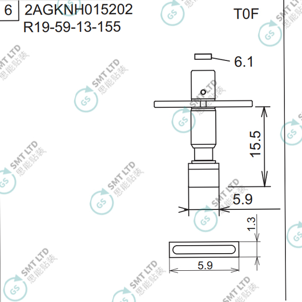 R19-59-13-155 2AGKNH015202 FUJI NXT H04 HEAD φ5.9 T0F NOZZLE