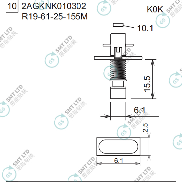 R19-61-25-155M 2AGKNK010302 FUJI NXT H08M φ6.1 K0K NOZZLE