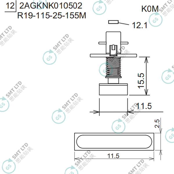 R19-115-25-155M 2AGKNK010502 FUJI NXT H08M φ11.5 K0M NOZZLE