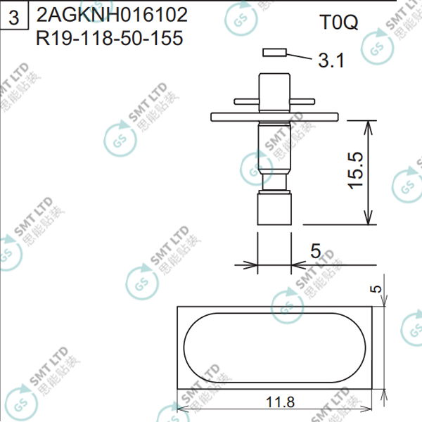 R19-118-50-155 2AGKNH016102 FUJI NXT H04 HEAD φ11.8 T0Q NOZZLE