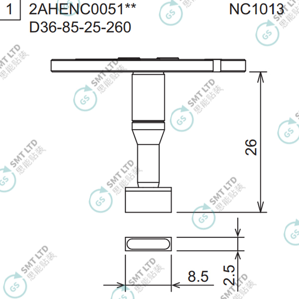 D36-85-25-260 2AHENC005102 FUJI NXTR RH01 RH02 HEAD φ8.5x2.5 NOZZLE