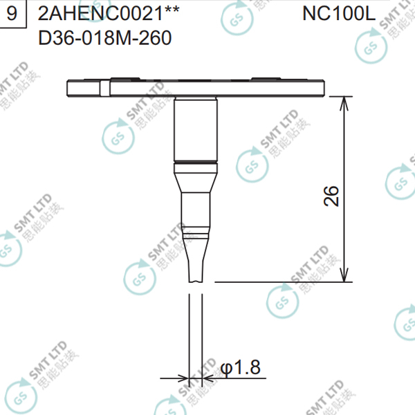 D36-018M-260 2AHENC002105 FUJI NXTR RH01 RH02 HEAD φ1.8M NOZZLE