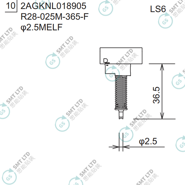 R28-025M-365-F 2AGKNL018902 FUJI AIM AIMEX NXT DX S1 φ2.5M MELF NOZZLE