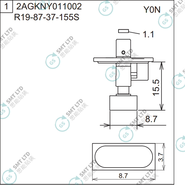 R19-87-37-155S 2AGKNY011002 FUJI NXT H04S HEAD φ8.7 Y0N NOZZLE
