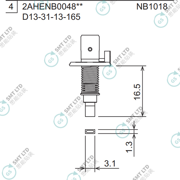 D13-31-13-165 2AHENB004802 NB1018 RH08 φ3.1x1.3 NOZZLE