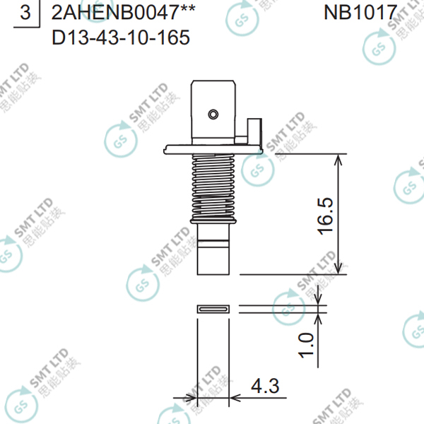 D13-43-10-165 2AHENB004702 FUJI NXTR RH08 φ4.3x1.0 NOZZLE
