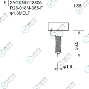 R28-018M-365-F 2AGKNL018802 FUJI AIM AIMEX NXT DX S1 φ1.8M MELF NOZZLE