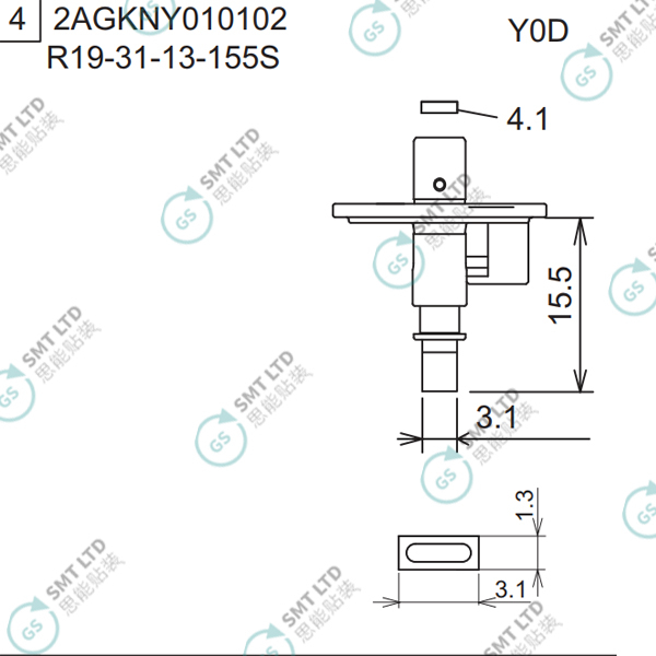 R19-31-13-155S 2AGKNY010102 FUJI NXT H04S HEAD φ3.1 Y0D NOZZLE