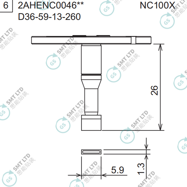 D36-59-13-260 2AHENC004602 FUJI NXTR RH01 RH02 HEAD φ5.9x1.3 NOZZLE