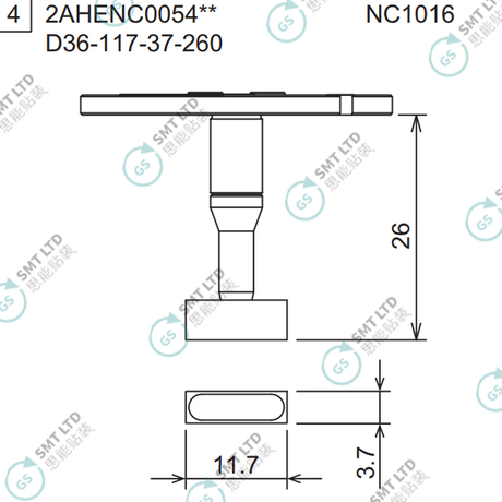 D36-117-37-260 2AHENC005402 FUJI NXTR RH01 RH02 HEAD φ11.7x3.7 NOZZLE